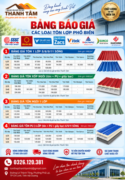 Báo giá tôn các hãng mới nhất