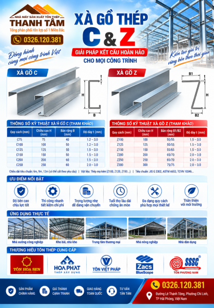 Xà Gồ C&Z mạ kẽm