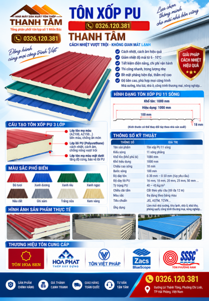 Tôn xốp PU 3 lớp